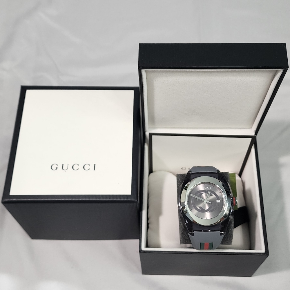 Gucci Sync Stainless Steel & Rubber-Strap Watch YA137109A 46mm - Gray NEW